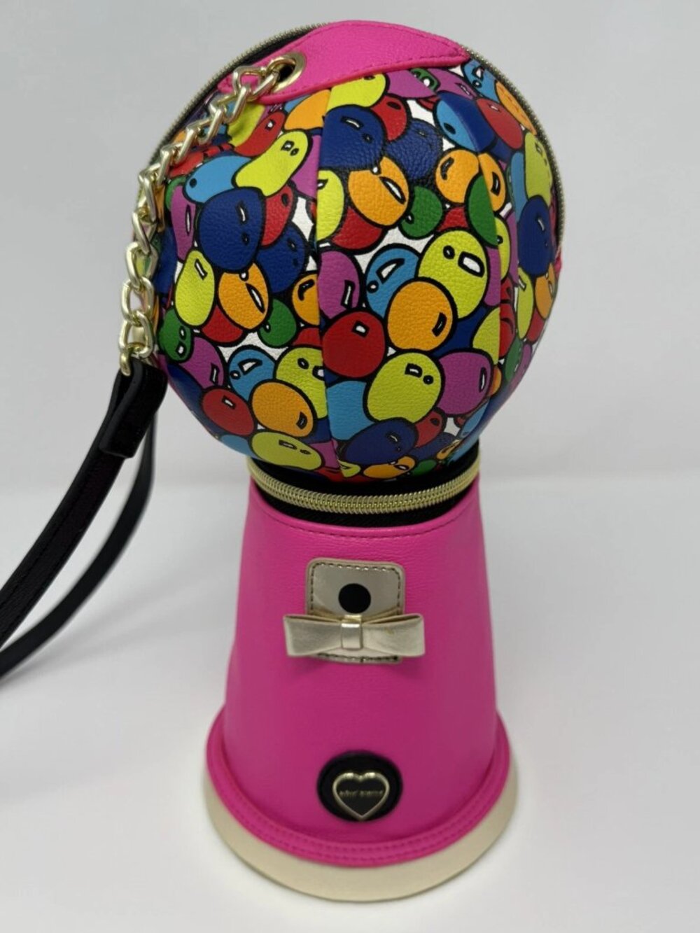 Betsey Johnson Kitsch Gumball Machine Crossbody Bag Pink Gold Novelty Purse